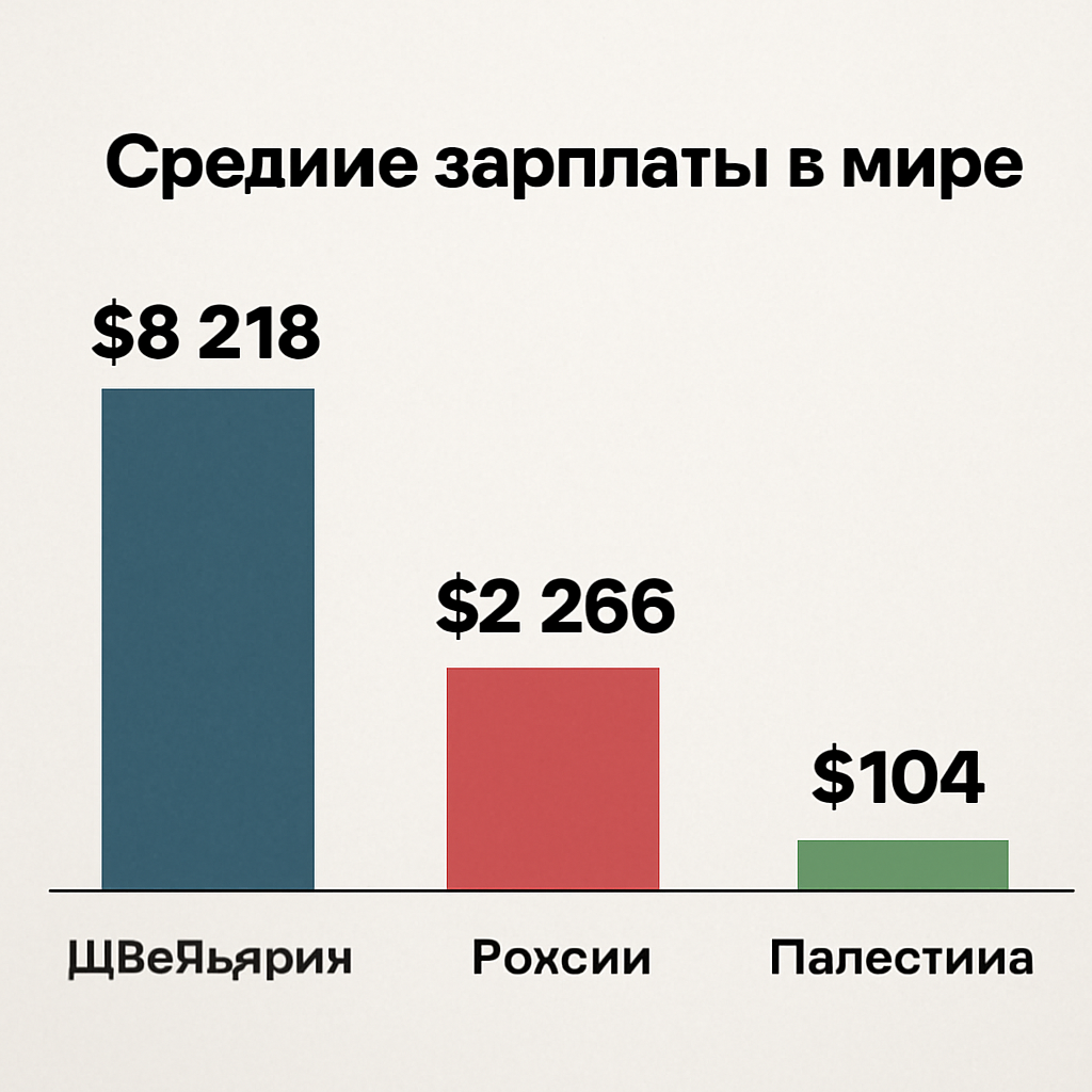 Средние зарплаты в мире